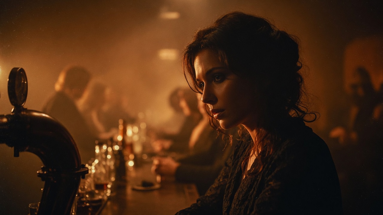 Moody amber bar scene